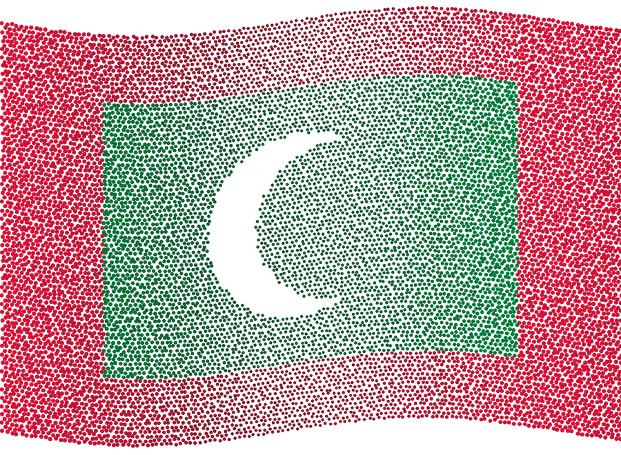 The flag of the Maldives, drawn in particles